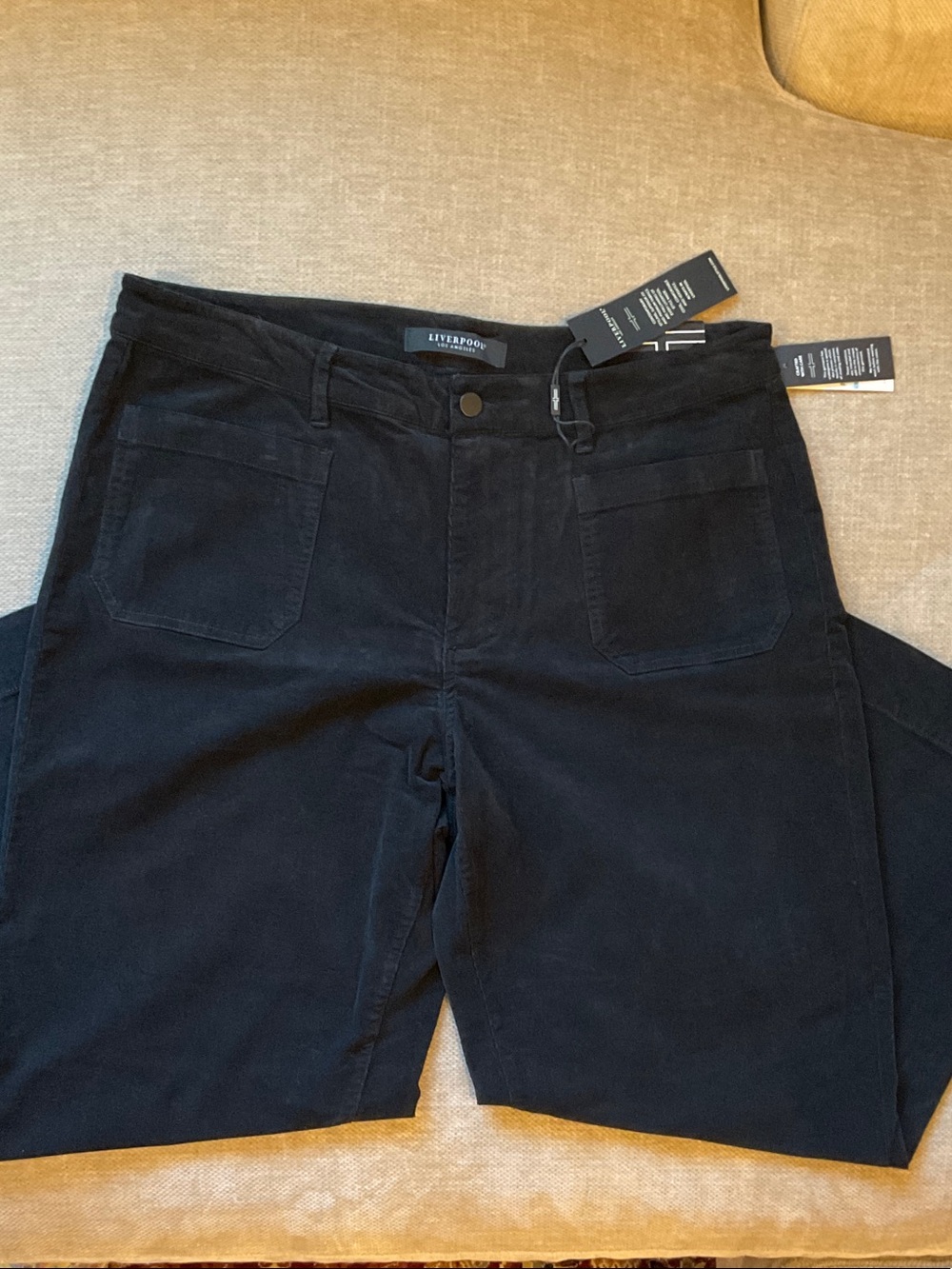 Liverpool Wide Leg Micro Corduroy Pants in Black